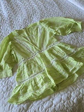 Free People Cotton Flow Lace Plaid XS/S French Girl Coquette Festival Boho Flirt